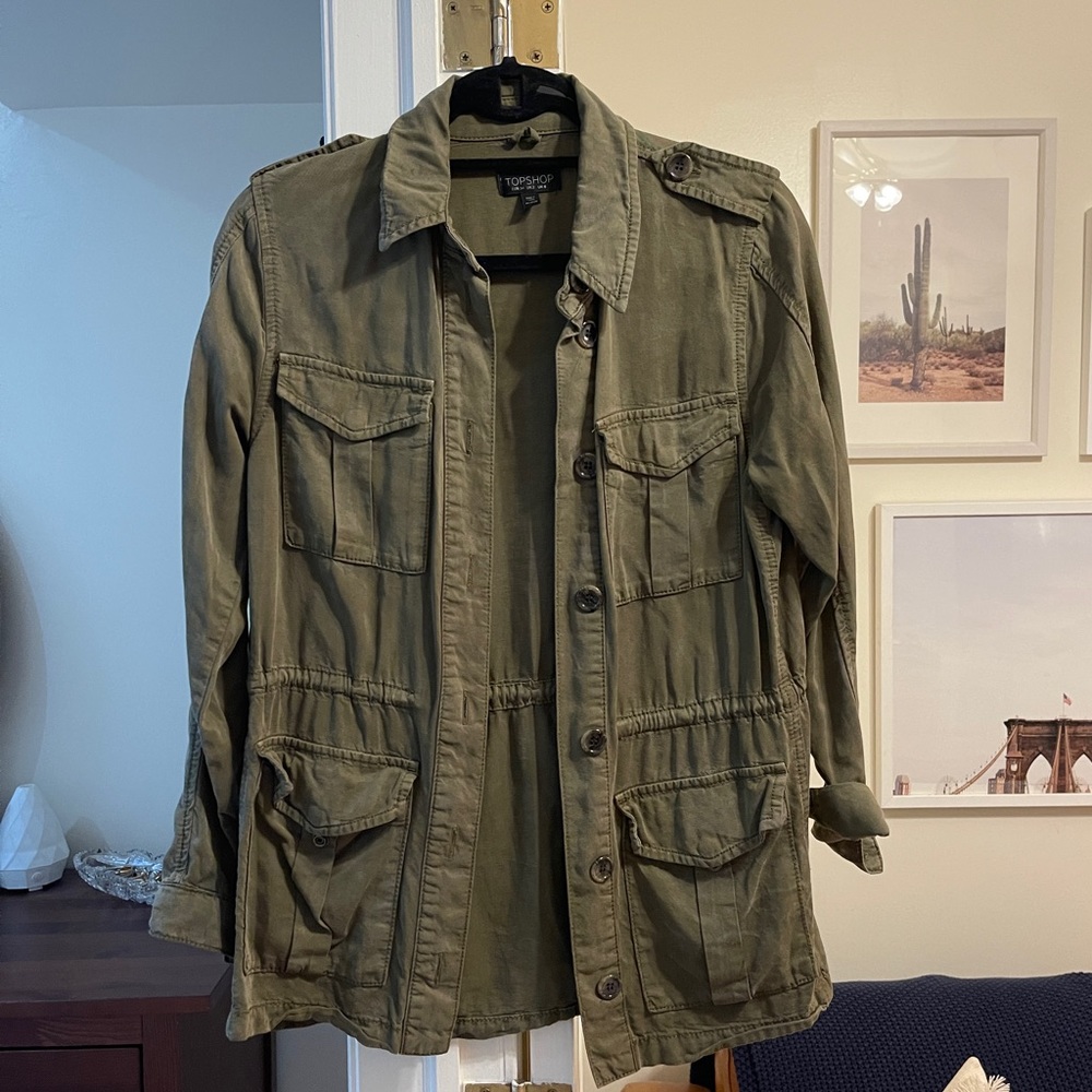 Topshop Green Military Style Jacket